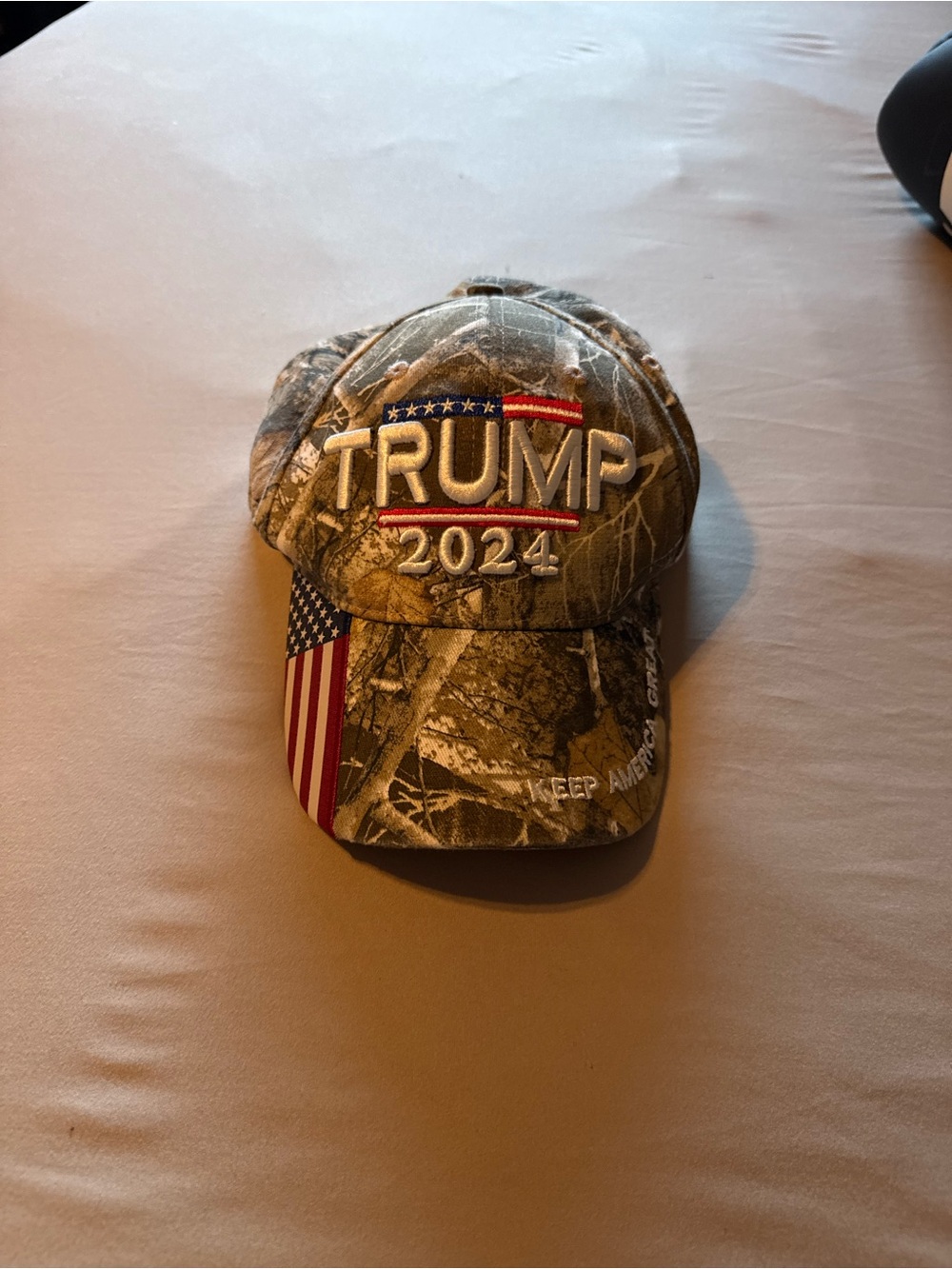 Trump 2024 Camouflage Baseball Cap with American Flag